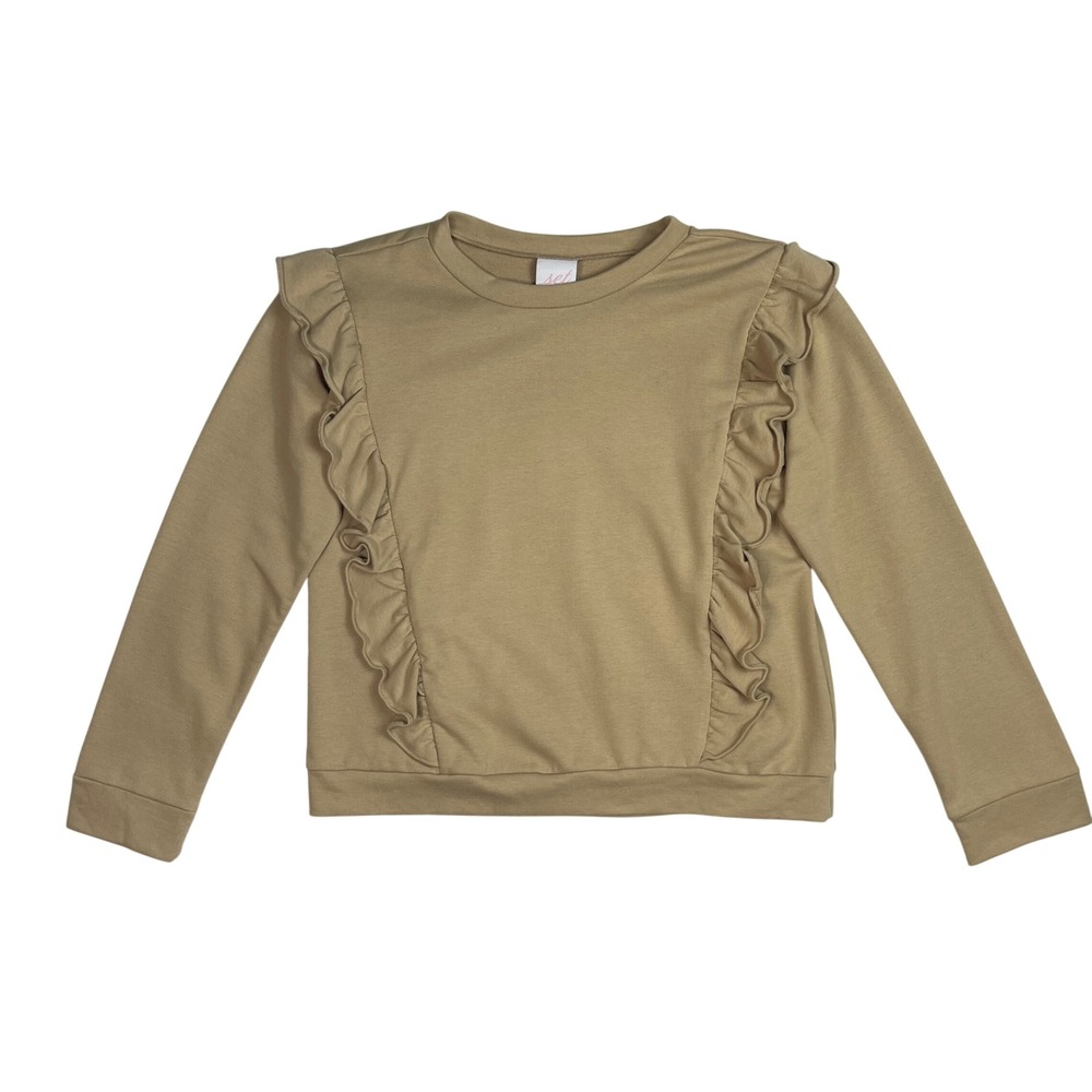 Set Proper‎ Girls Khaki Ruffle Sleeve Sweatshirt Size 12